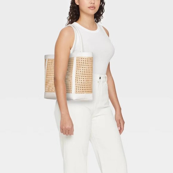 NEW Caning Tote Handbag - A New Day™ White: Structured Woven - Picture 3 of 7
